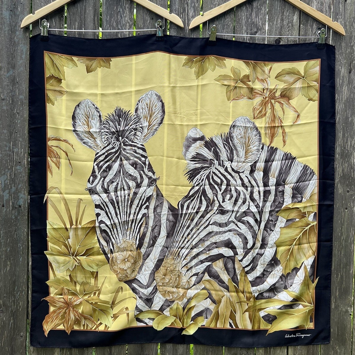 Salvatore Ferragamo Floral Zebra Silk Scarf Luxury Designer Made