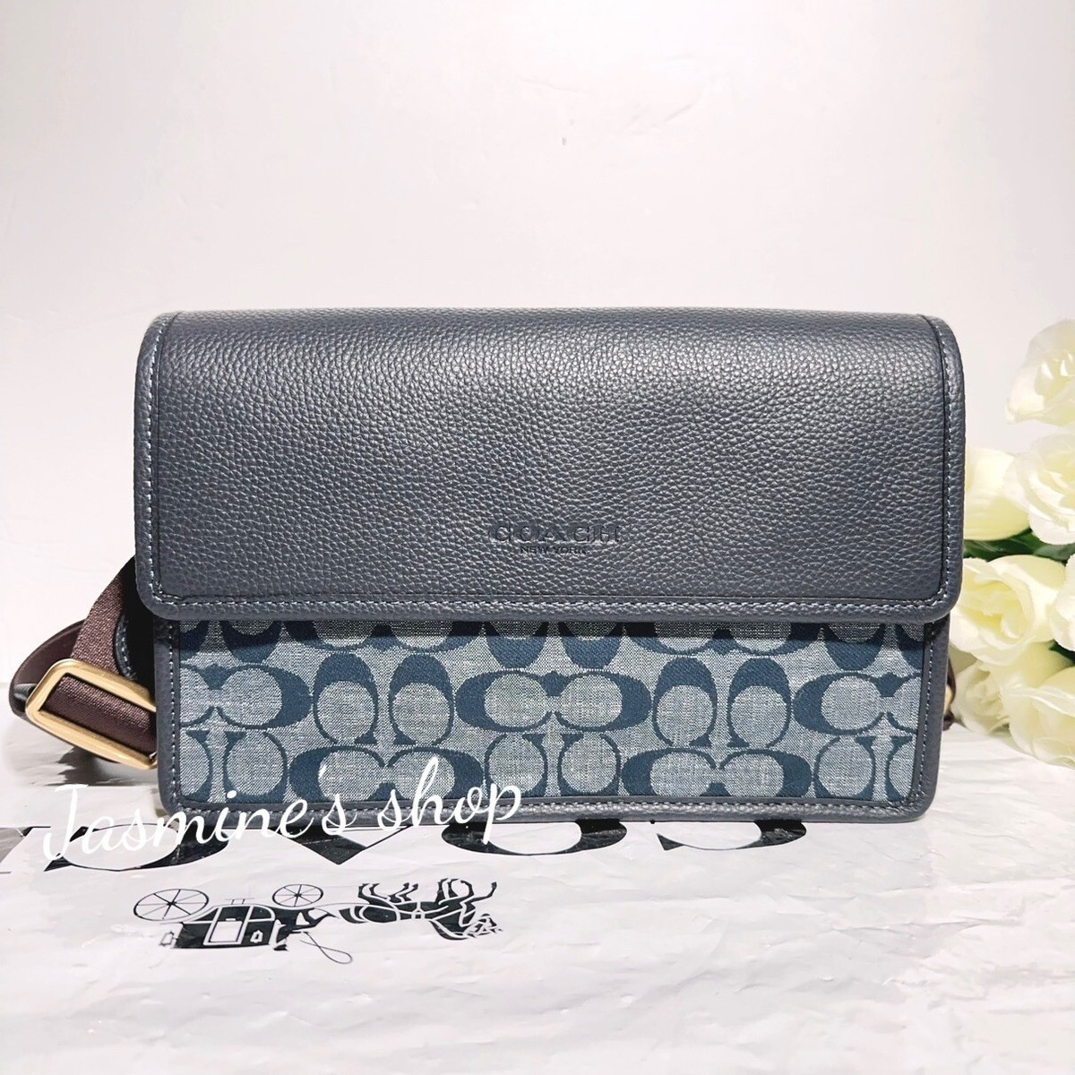 NWT Coach Turner Flap Crossbody In Signature Chambray C8185 | eBay