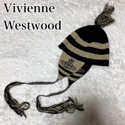 Vivienne Westwood Ear Knit Hat color White Black orb logo fashion