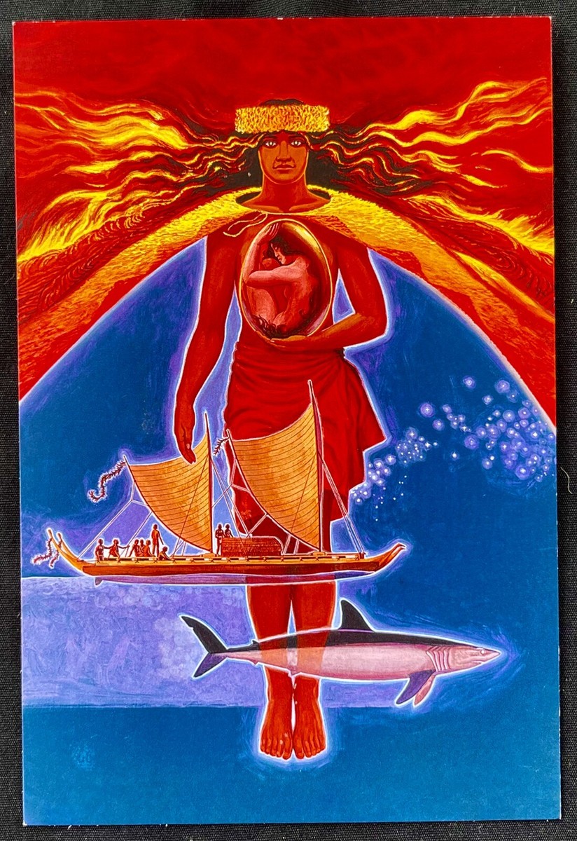 HAWAII VOLCANOES NATIONAL PARK Postcard HERB KANE ART Pele Voyage