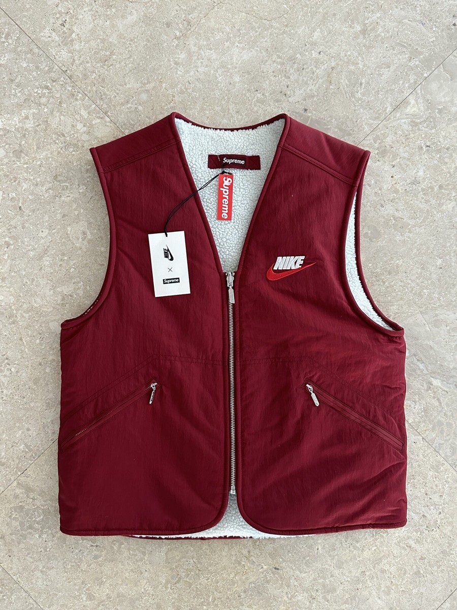 Nike X Supreme Reversible Nylon Sherpa Vest Burgundy Size Small | eBay