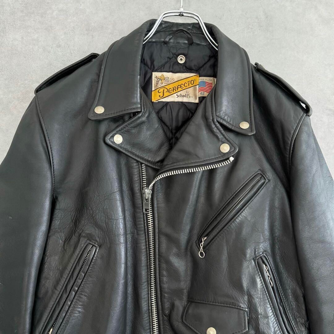 Schott Perfecto Double Leather Riders Jacket Size 42 Made in USA