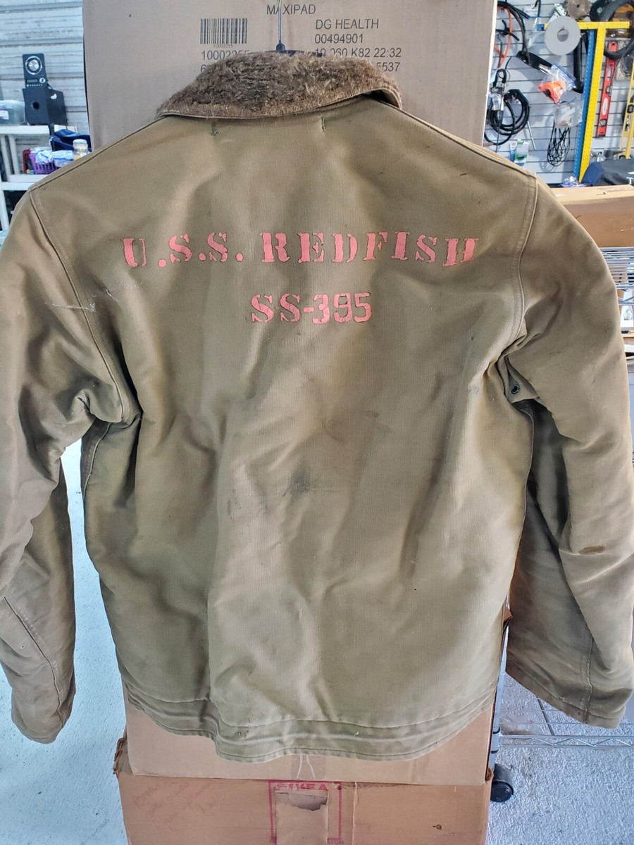 WWII USN US Navy N-1 Deck Jacket Sz.38 USS REDFISH SS 395