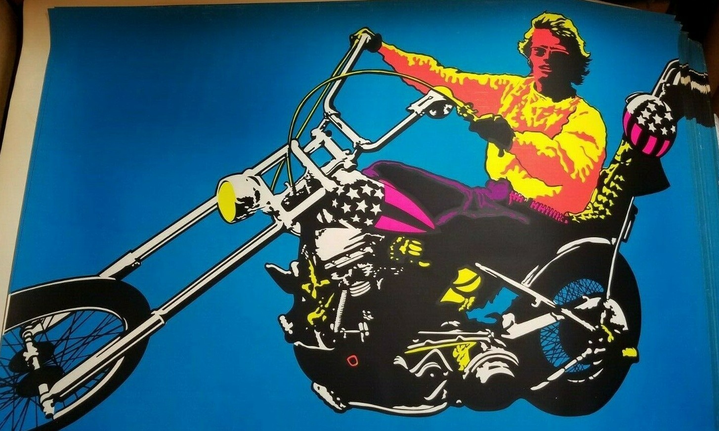 EASY RIDER VINTAGE 1970 MOTORCYCLE BLACKLIGHT POSTER Peter Fonda