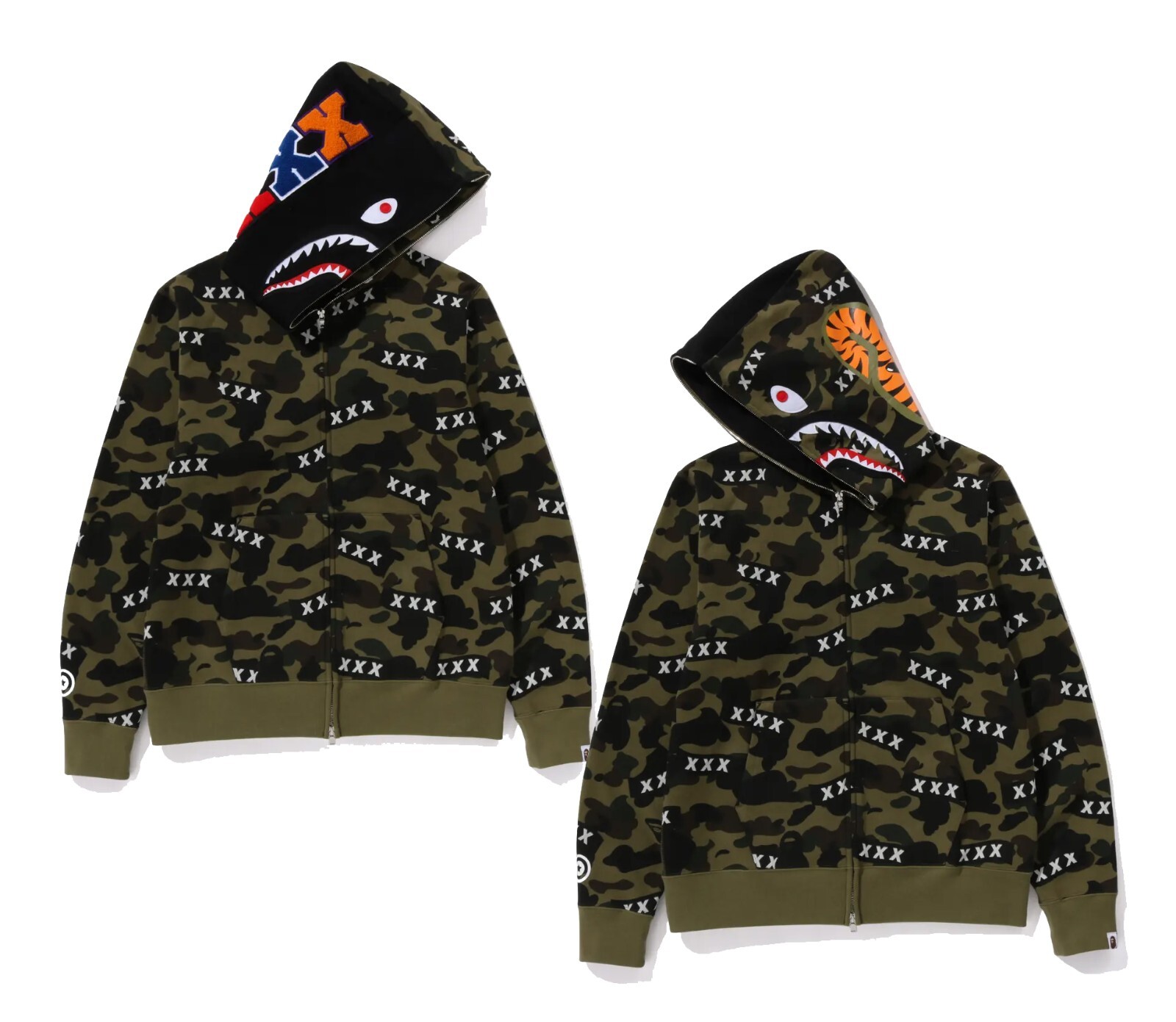 A BATHNIG APE Men's BAPE x GOD SELECTION XXX SHARK FULL ZIP HOODIE