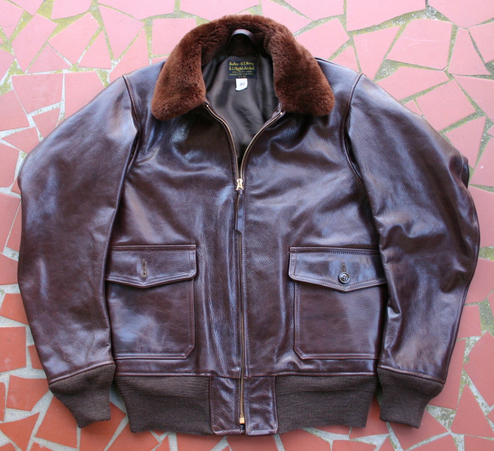 B-G INC. 55J14 KOREAN WAR USN G-1, NEW LEATHER FLIGHT JACKET