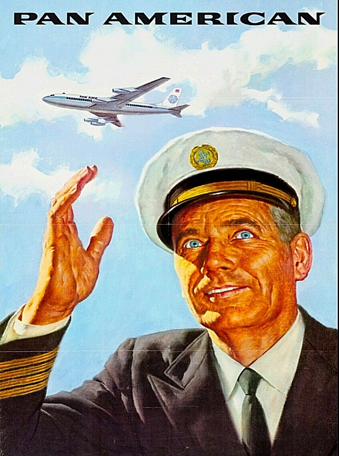 Pan American Pilot Vintage Travel Wall Decor Advertisement Art