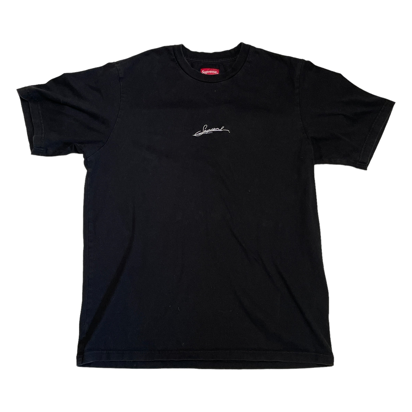 Supreme Mens Script Signature S/S Cursive Logo Black T-Shirt | eBay