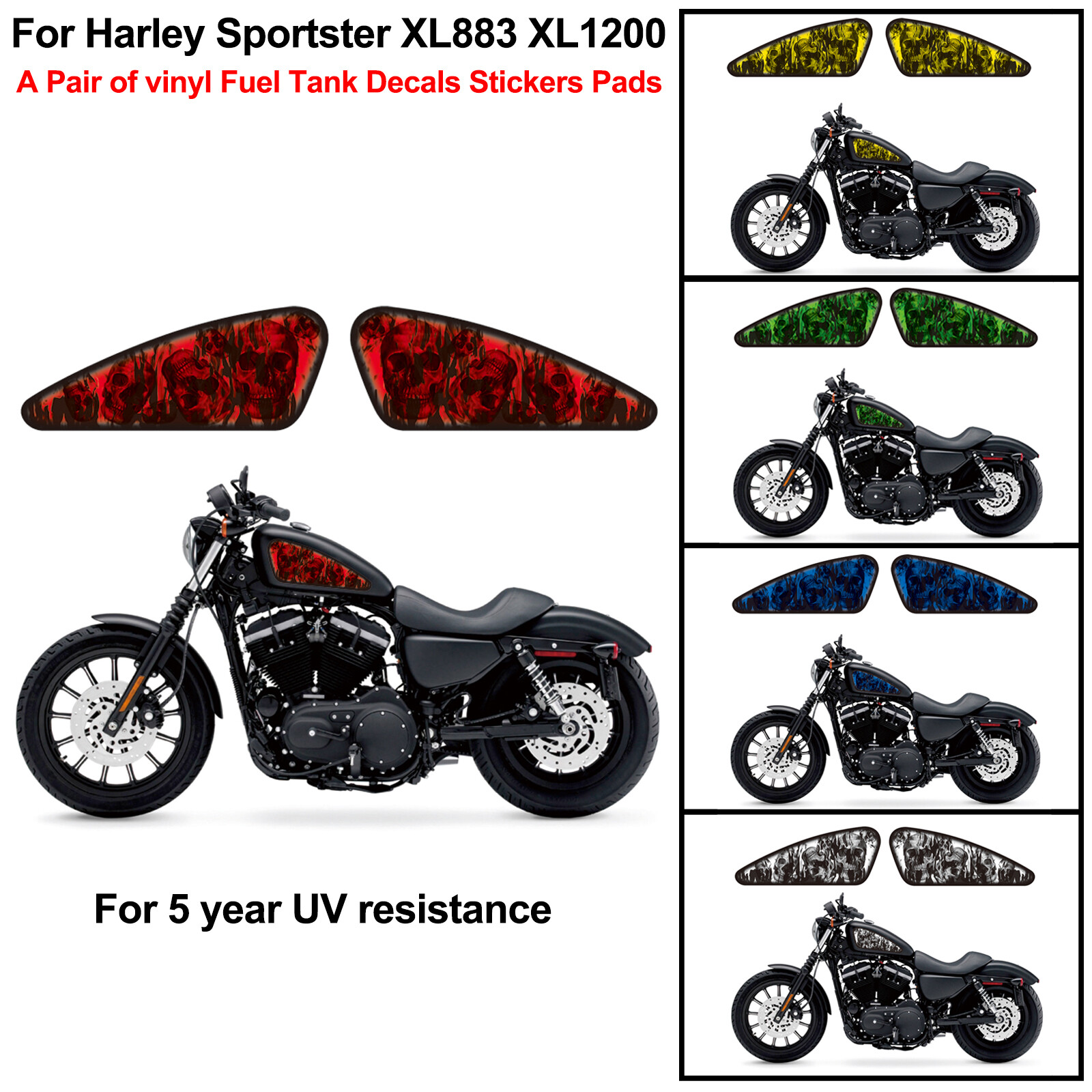 For Harley Sportster XL883 XL1200 A Pair of vinyl Fuel Tank