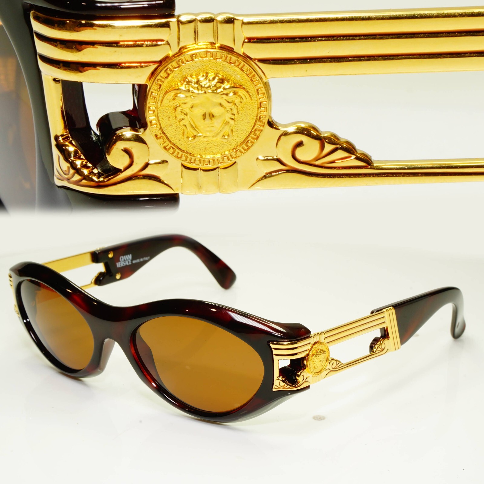 Gianni Versace 1996 Mens Vintage Gold Medusa Biggie Sunglasses MOD