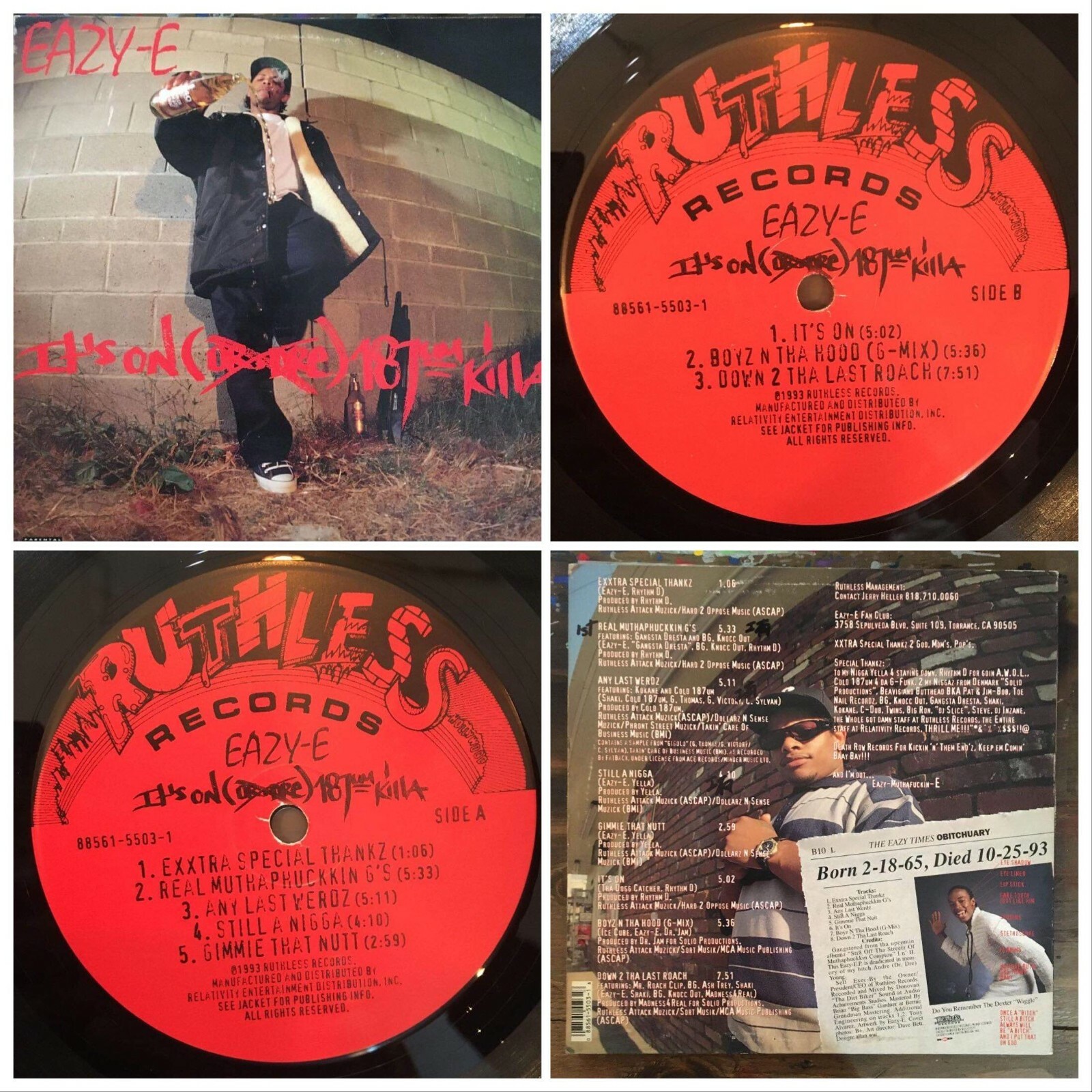 Eazy-E / It's On Dr. Dre 187um Killa 1993 US Original Vinyl EP