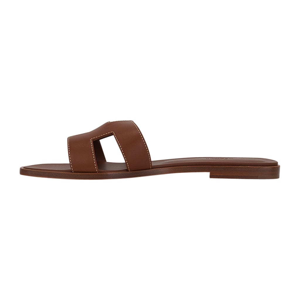 Hermès Oran Sandals Gold Box Calfskin Leather | Mightychic