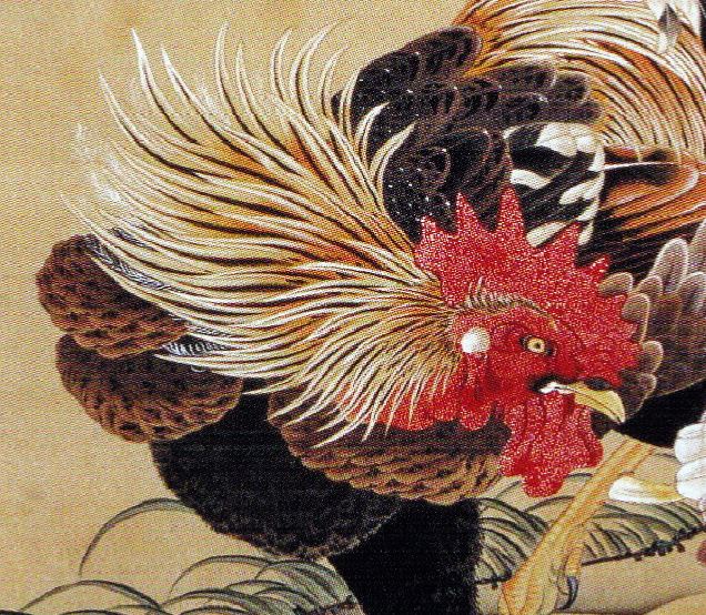 紫陽花双鶏図 Ajisai Sokei-zu(Hydrangeas and Pair of Chickens