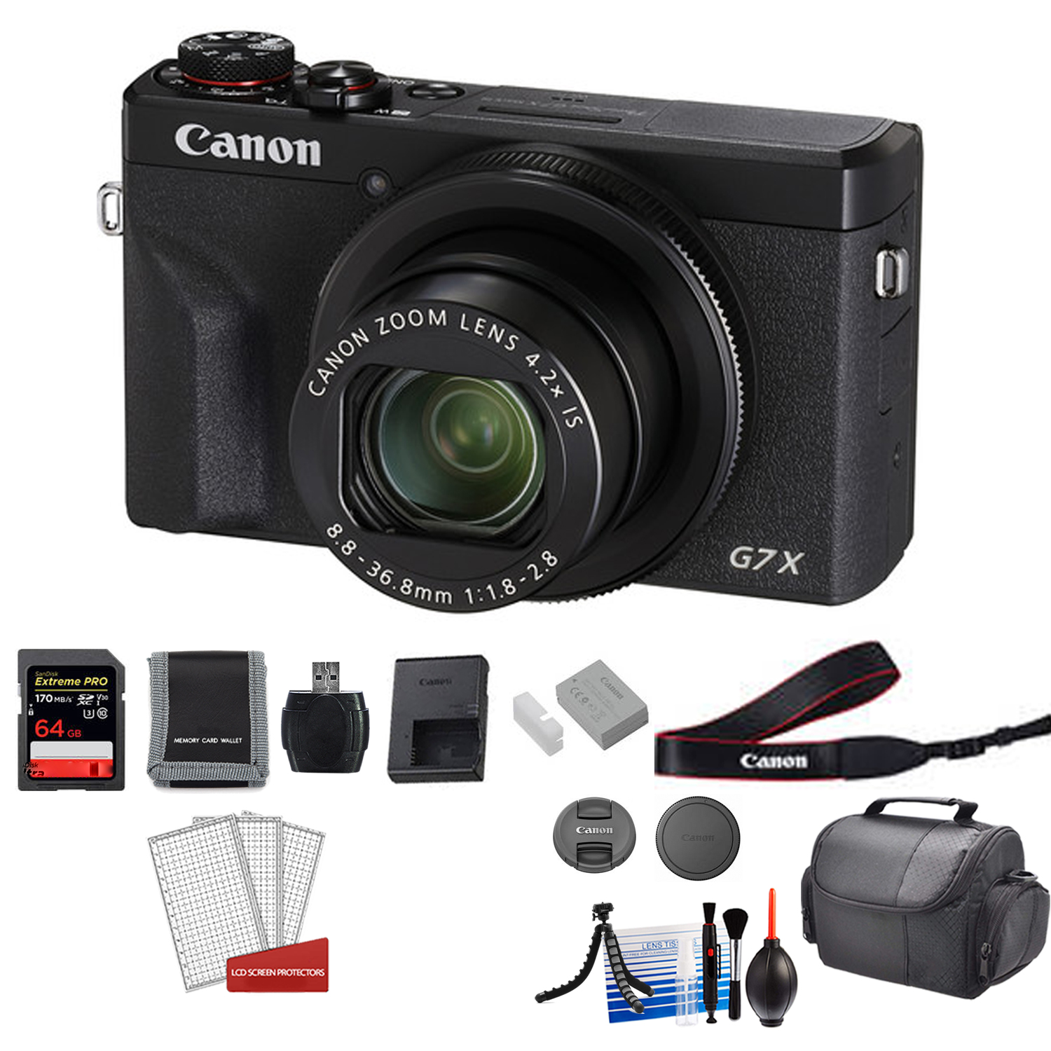Canon PowerShot G7X Mark III Camera (Black) with 128GB Memory Card