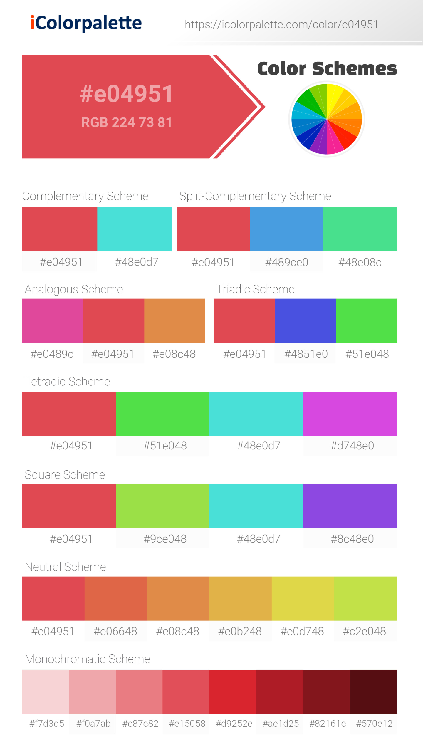Hex Color #e04951 | Printing Match PANTONE 18-1651 TCX | Color