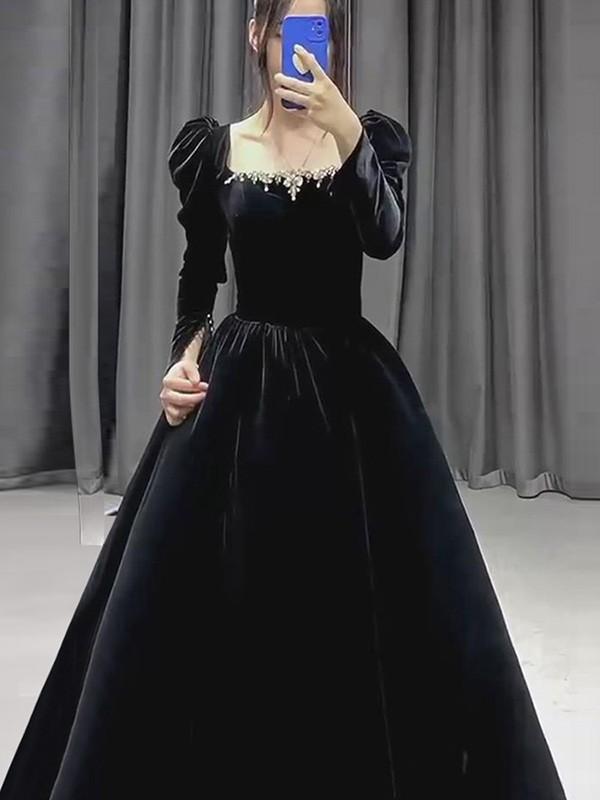 送料無料】ドレス 大人 ピアノ 発表会 ベルベット ロングドレス 演奏会