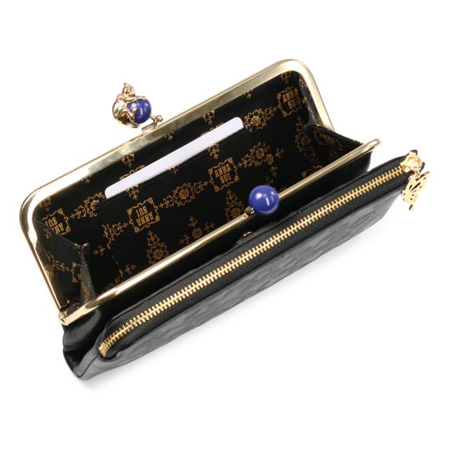 レビュー投稿で+5％還元】アナスイ 長財布 二つ折り 本革 猫 がま口