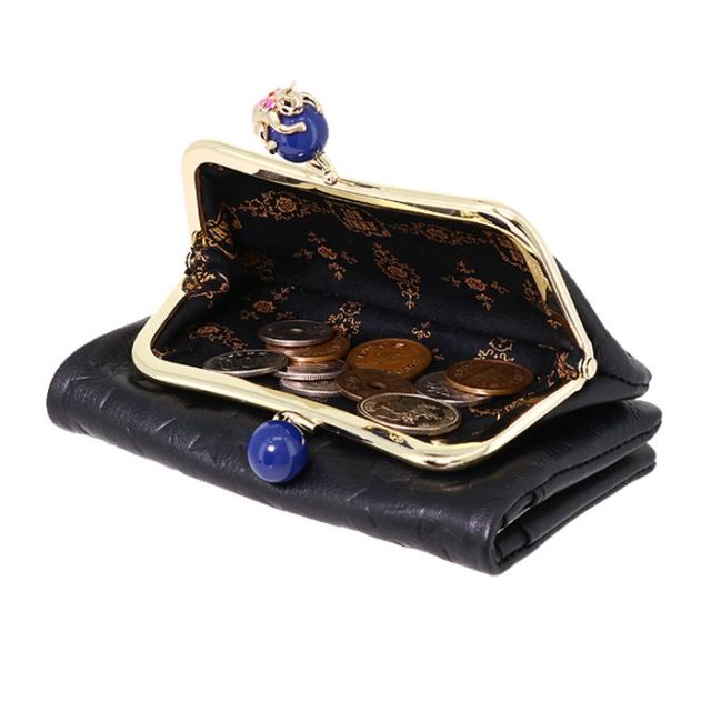 レビュー投稿で+5％還元】アナスイ 財布 二つ折り 本革 猫 がま口