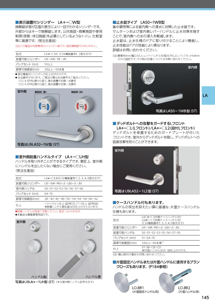 U9 LA55-3 片開き用 ST｜レバーハンドル錠｜美和ロック（MIWA