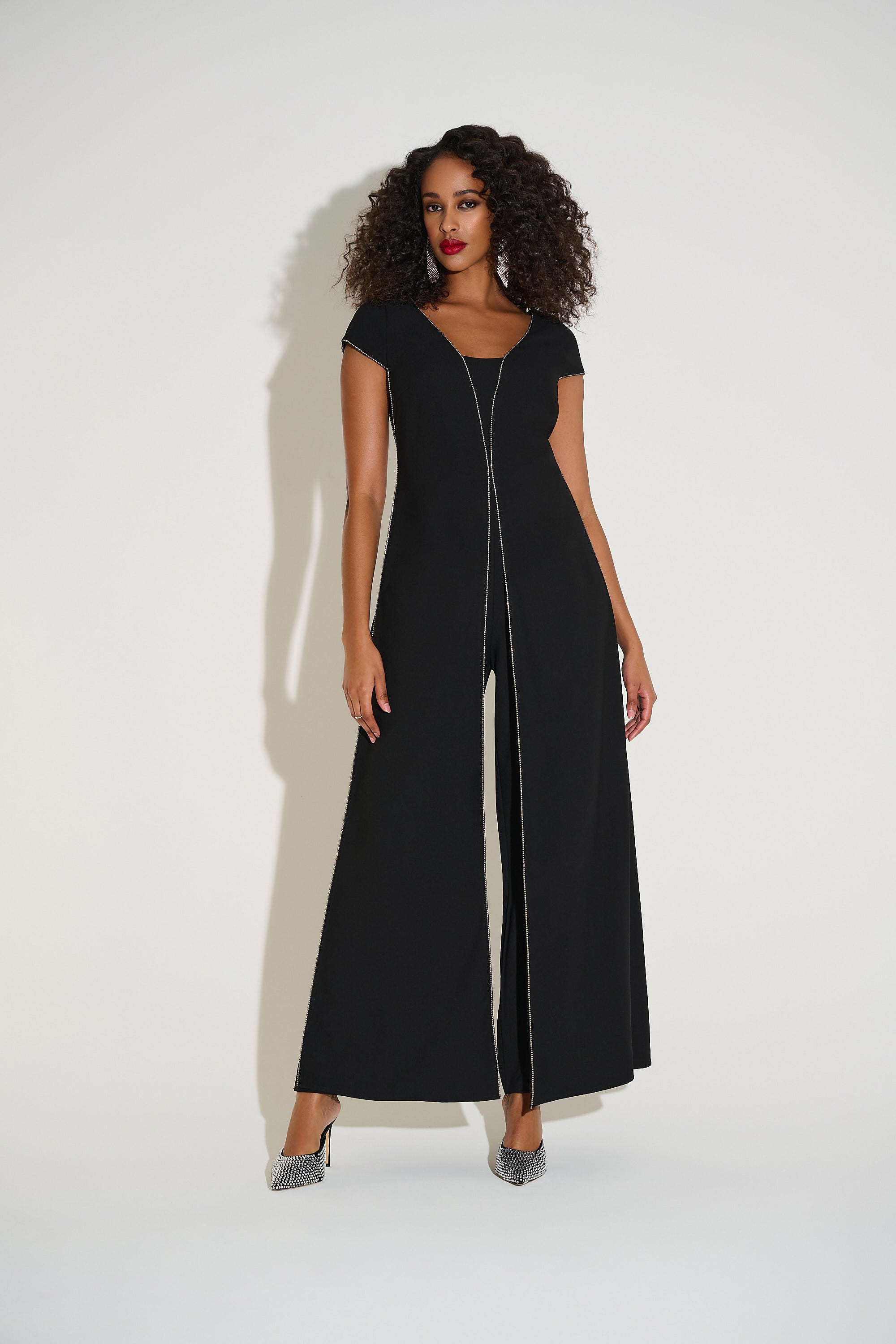 Joseph Ribkoff | Woven Wide Leg Jumpsuit with Rhinestone Detail