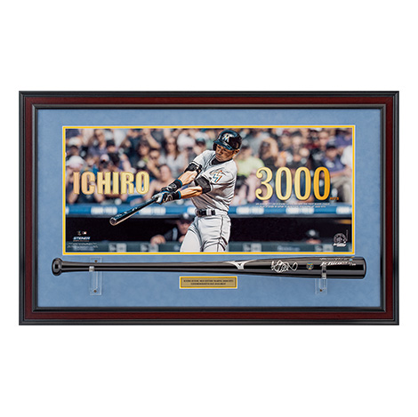公式】MLB3000本安打達成記念 イチロー直筆サインバット 豪華展示額