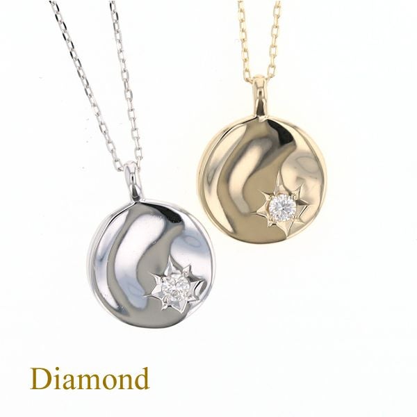 K10 YG/WG ダイヤモンド コイン ネックレス | IKEDAジュエリーオンライン