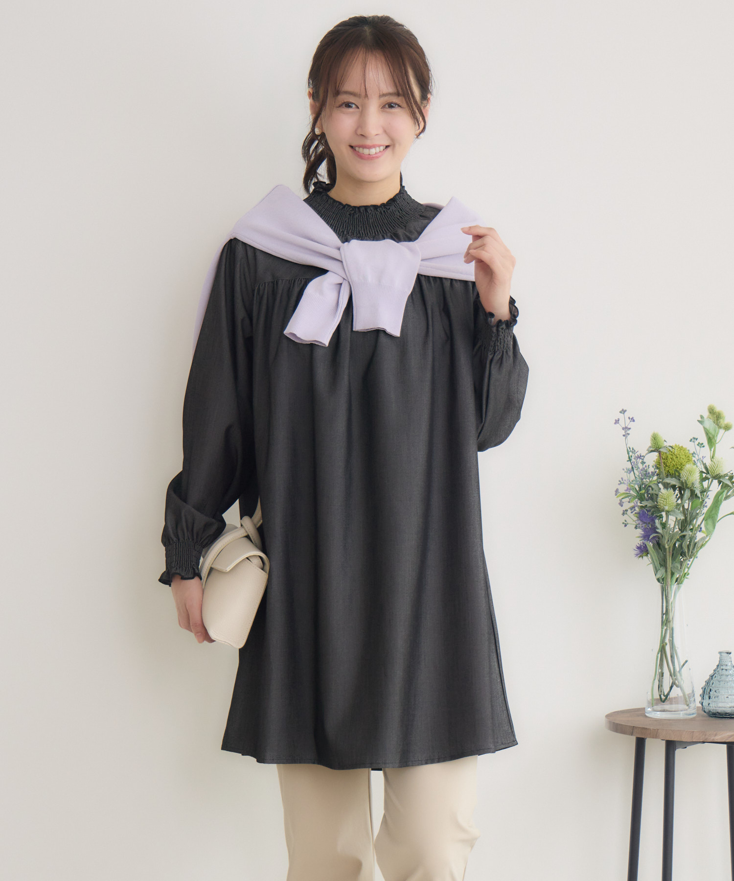 WEB限定 シャーリングカラーチュニック | IKG crossing