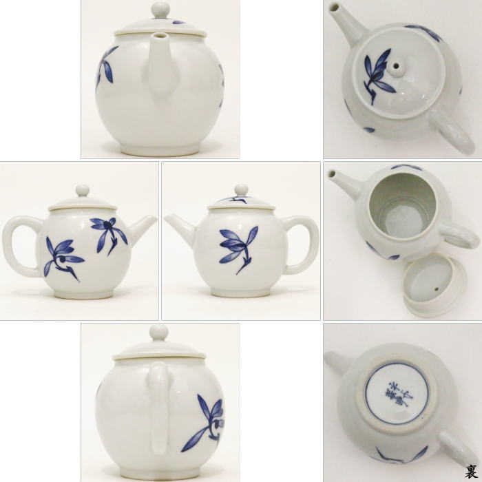 煎茶道具 急須】 後手急須 染付 蘭 井上春峰作 （平安春峰作） – 今屋