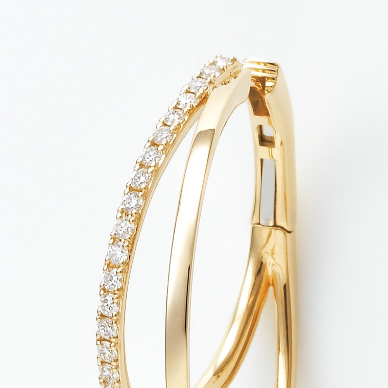 はなかさね ダブルフープピアス L ゴールド(のこりぎく): かがよい