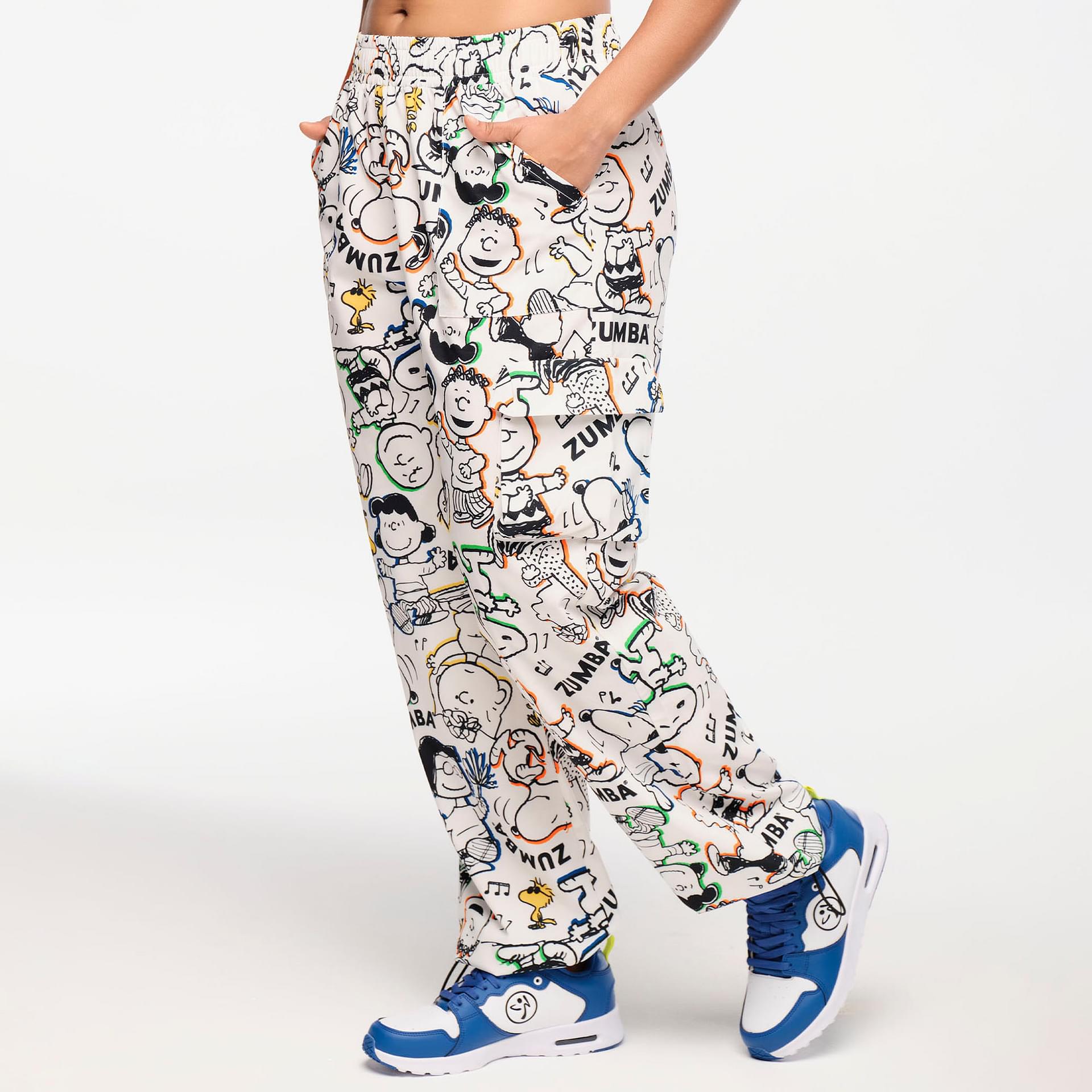 Zumba X Peanuts Cargo Pants - Stylish High Rise with Pockets
