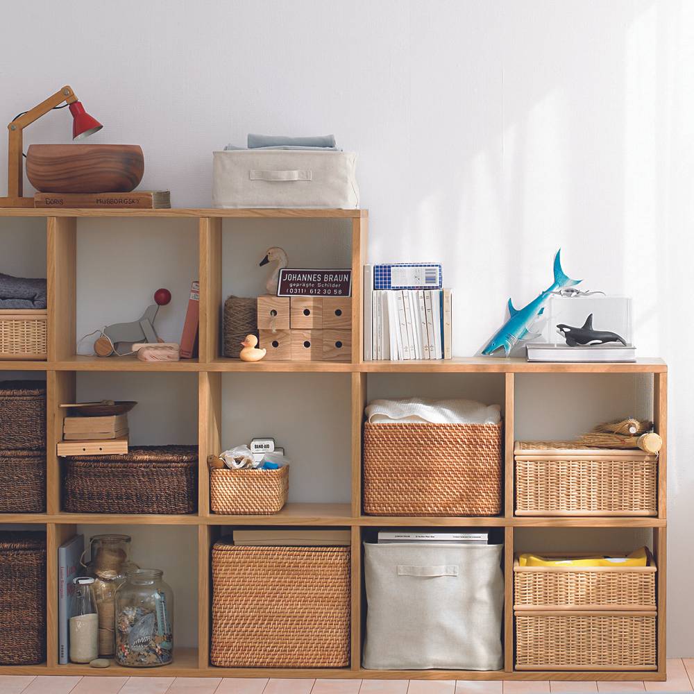 重なるラタン ダストボックスセット 無印 NITORI 重なるラタン