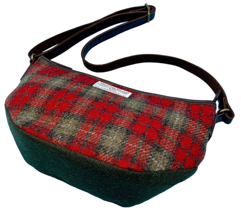 ハリスツイードx再生ウールコンビ三日月ショルダーバッグ