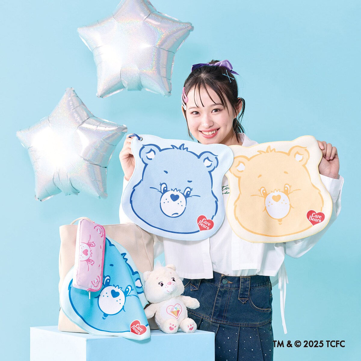 くっつきタオル】吸水マルチタオル ケアベア TM ダイカット ハンカチ