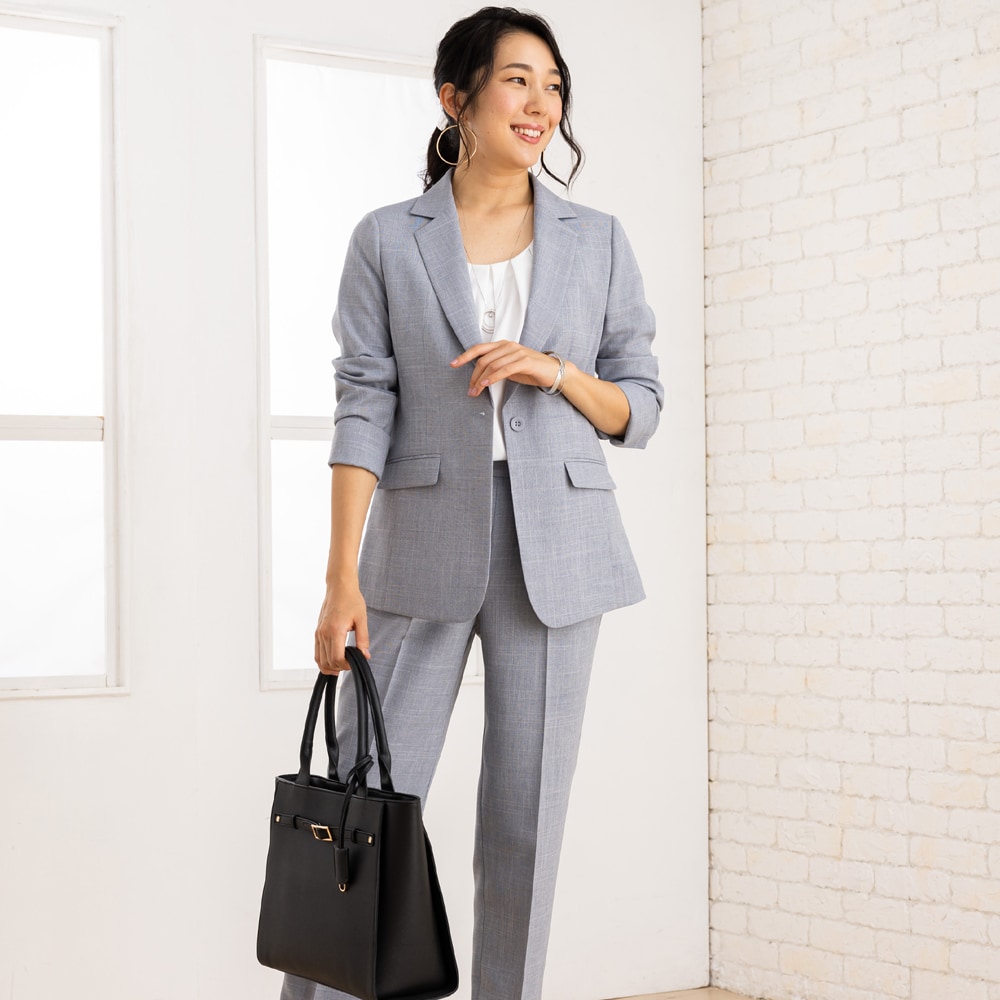 洗える / 接触冷感 / UVカット / 吸湿速乾】 麻調 リネンタッチ スーツ