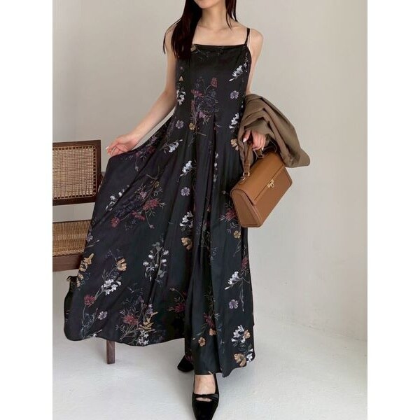 00サイズ】ボタニカルプリントキャミソールワンピース／ウォッシャブル