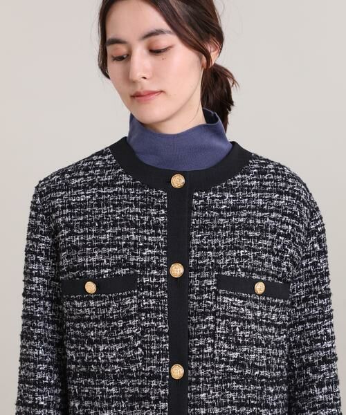 セール】 《大きいサイズ》ファンシーツイードジャケット （ノーカラー