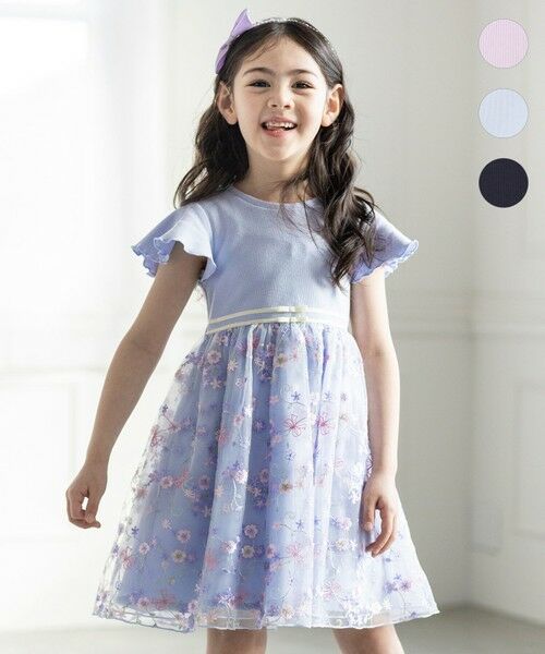 セール】 刺繍 チュール ワンピース （ロング・マキシ丈ワンピース