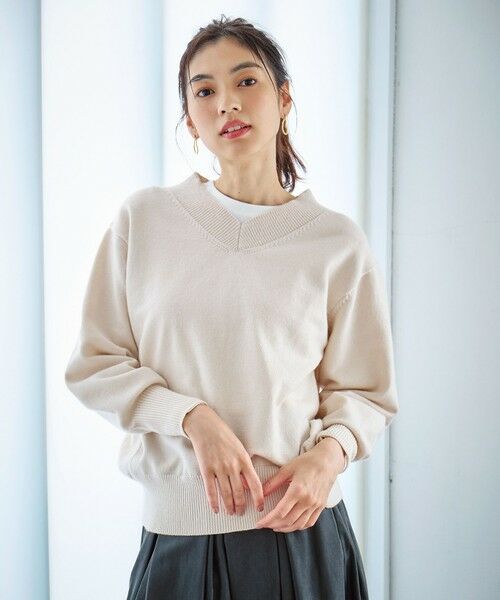 セール】 ボリュームスリーブVネックニット （ニット・セーター