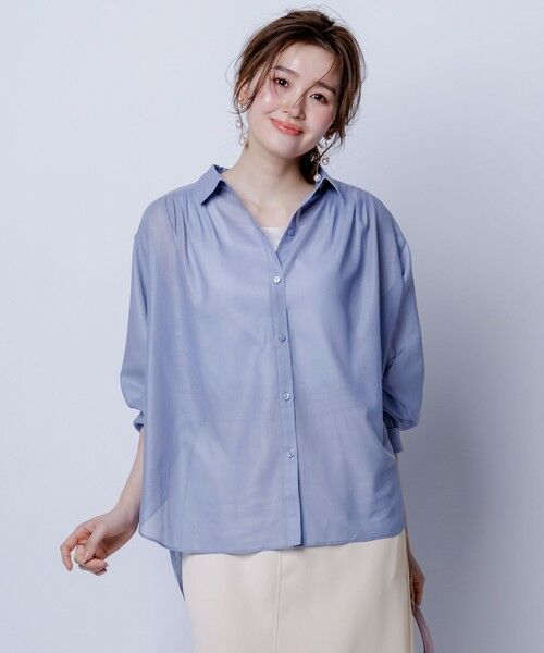 セール】 【洗える】リネンライクシアーローン ブラウス （シャツ
