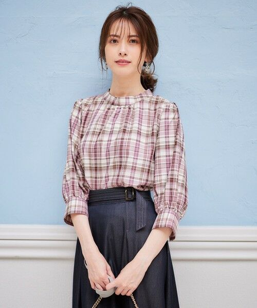 セール】 【洗える】ソフトチェック ブラウス （シャツ・ブラウス