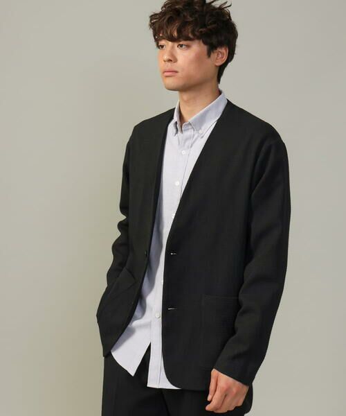 セール】 【ON/OFF兼用】スマートツイードノーカラージャケット