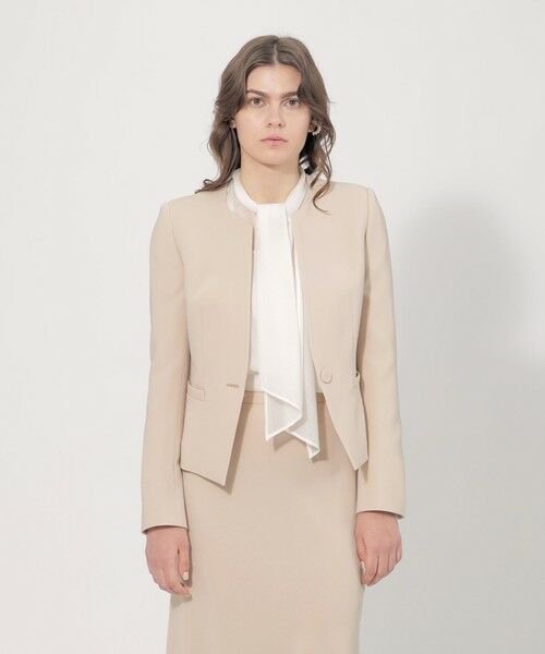 セール】 コンパクトダブルクロス ノーカラージャケット （ノーカラー