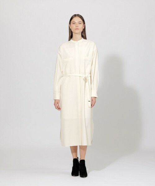 セール】 ウールフラノ シャツドレス （ロング・マキシ丈ワンピース