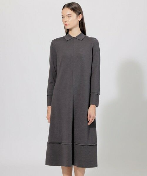 セール】 【La maglia】 シャツカラー ニットドレス （ロング・マキシ