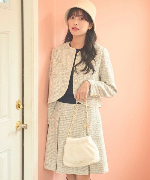 セール】 【セットアップ対応】ツイード ジャケット （ノーカラー