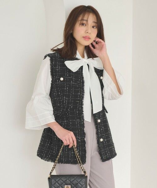 好評につき追加生産決定！】ツイードペプラム ジレ （その他アウター