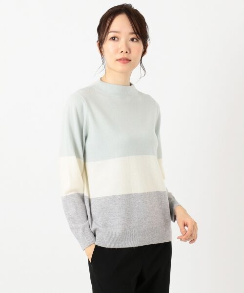 セール】 【洗える】カシミヤブレンド2 カラーブロック ニット