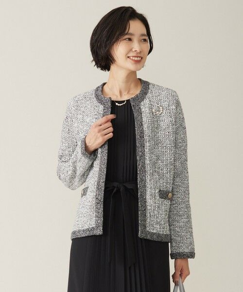 セール】 【WEB限定カラーあり・洗える】TWEED ニット ジャケット