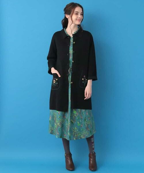 セール】 Wフェイスニードル刺繍ロングカーディガン （カーディガン