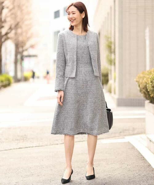 セットアップ対応]ラメツイードデザインワンピース （ロング・マキシ丈